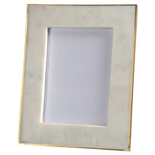 Ranma Modern Classic White Marble Brass Photo Frame - 5x7 | Kathy Kuo Home