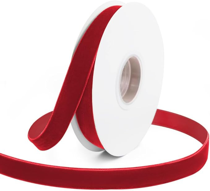 5/8" Wide x 10 Yards Velvet Ribbon, Vintage Single Face Velvet Ribbons for Gift Wrapping, Christm... | Amazon (US)