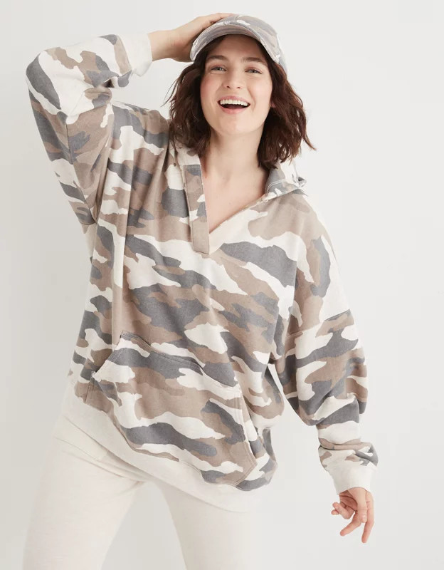 Aerie Happy Henley Hoodie | American Eagle Outfitters (US & CA)