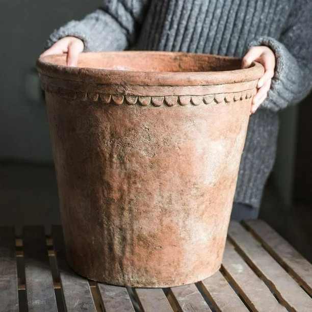 Large Terracotta Red Concrete Planter Pot - Walmart.com | Walmart (US)