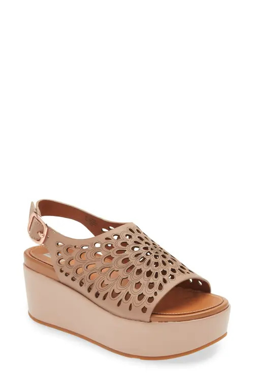 FitFlop Eloise Laser Cut Floral Platform Sandal in Beige at Nordstrom, Size 5 | Nordstrom