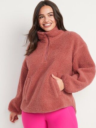 Cozy Sherpa Half-Zip Pullover Sweater for Women | Old Navy (CA)