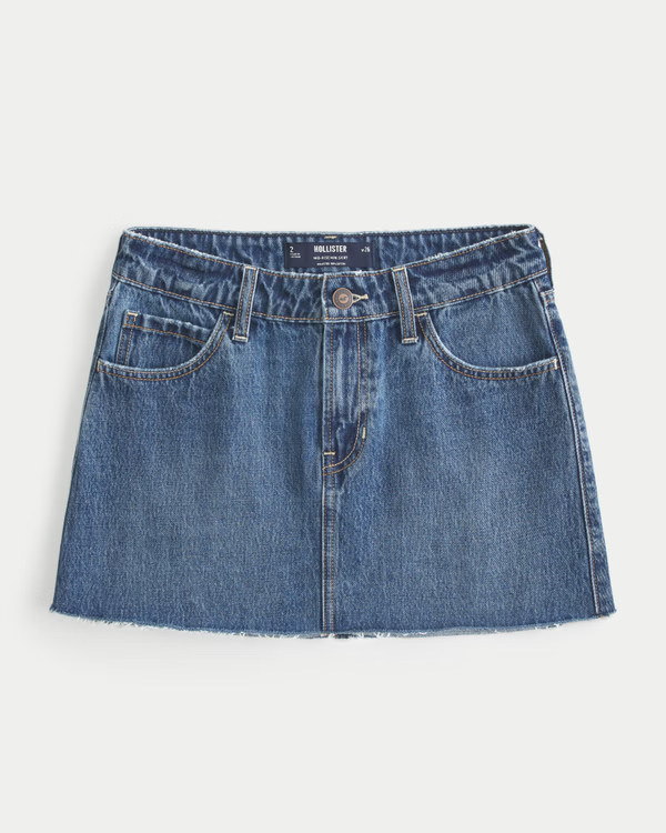 Mid-Rise Light Wash Denim Mini Skirt | Hollister (US)
