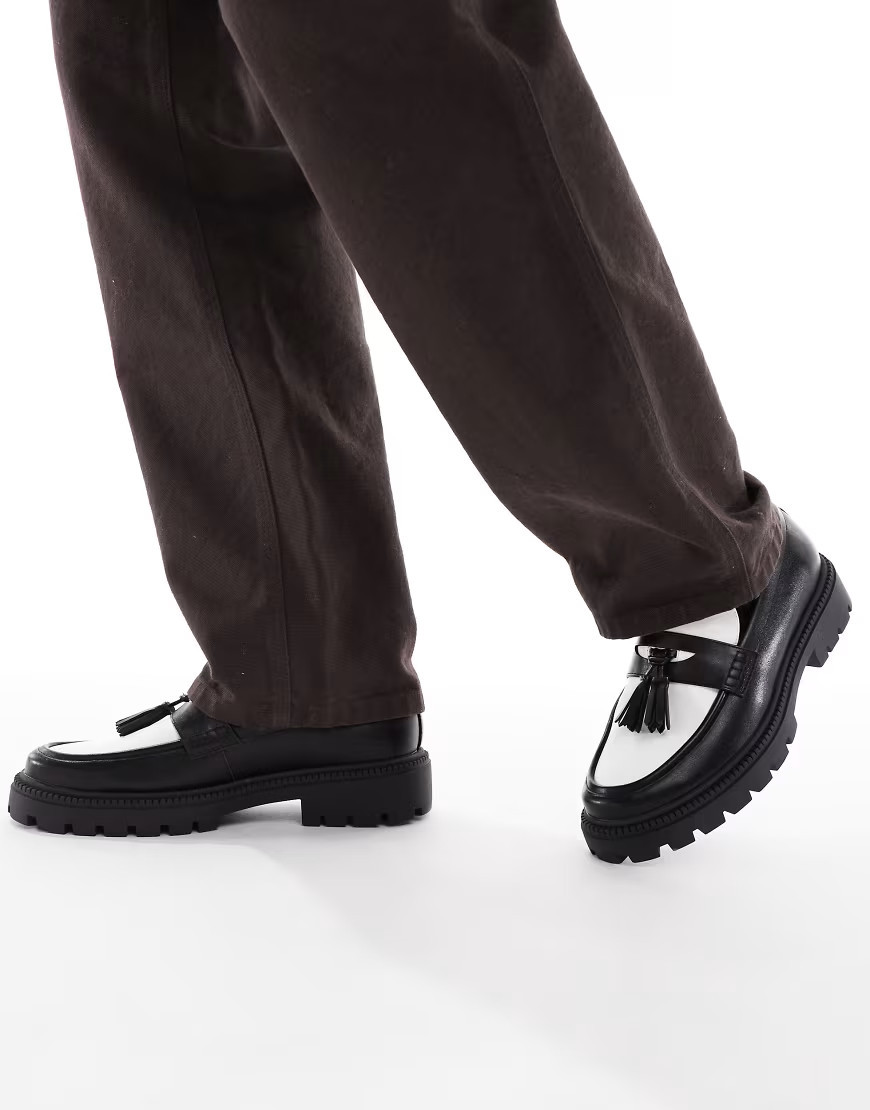 ASOS DESIGN loafers in black and white with tassel | ASOS (Global)