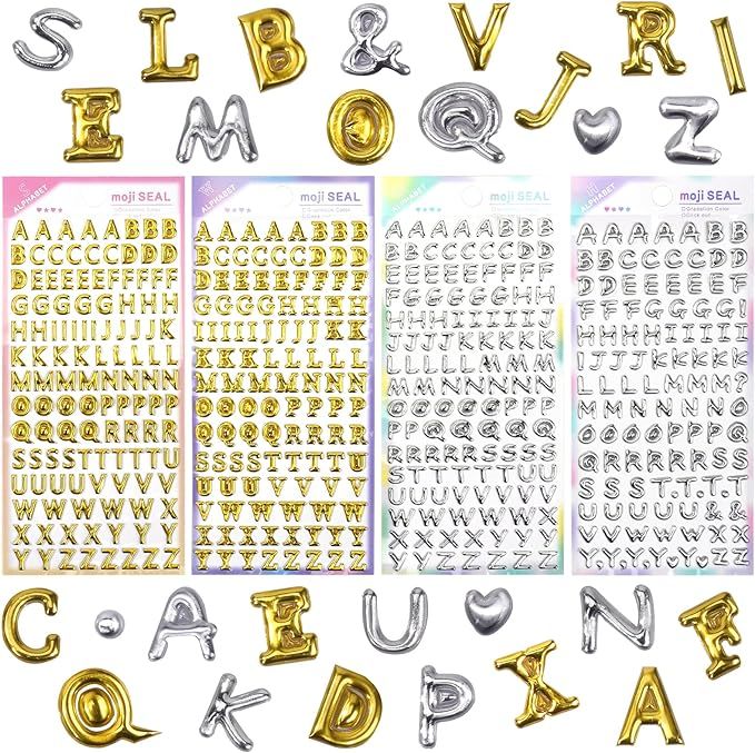 SHANGRLA Gold and Silver Puffy Letter Stickers Foam Adhesive Alphabet Stickers for Crafts Scrapbo... | Amazon (US)