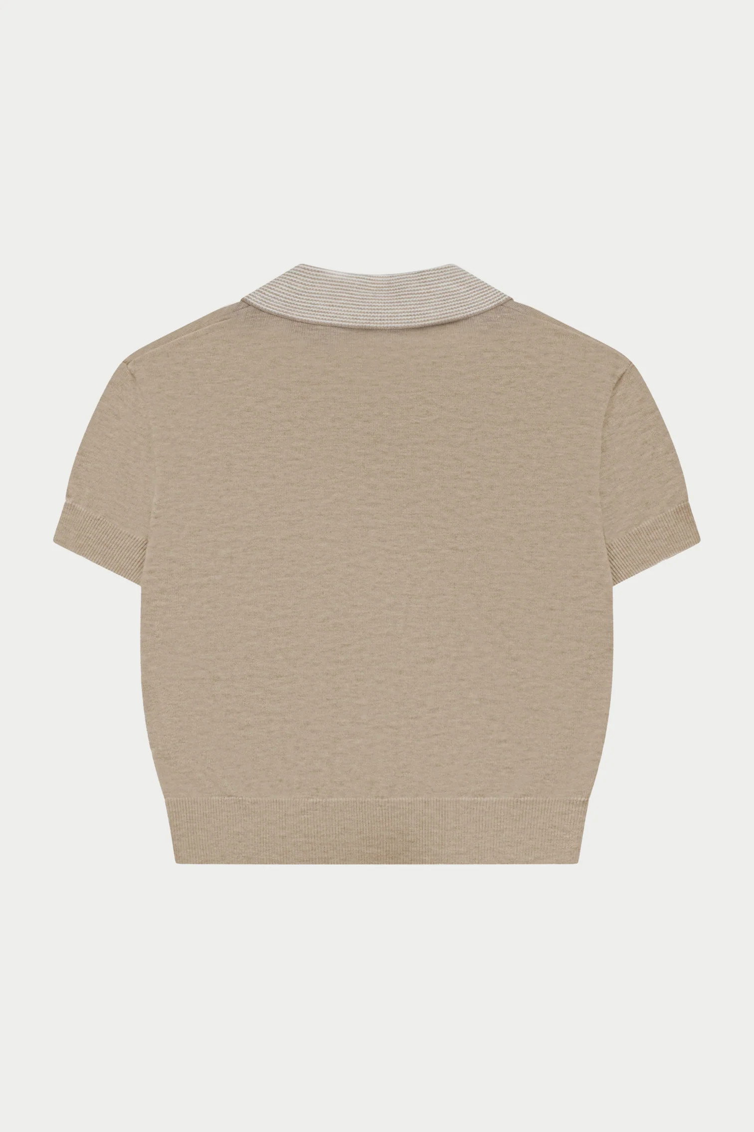 KNITTED COLLAR POLO TOP - BEIGE | The Couture Club