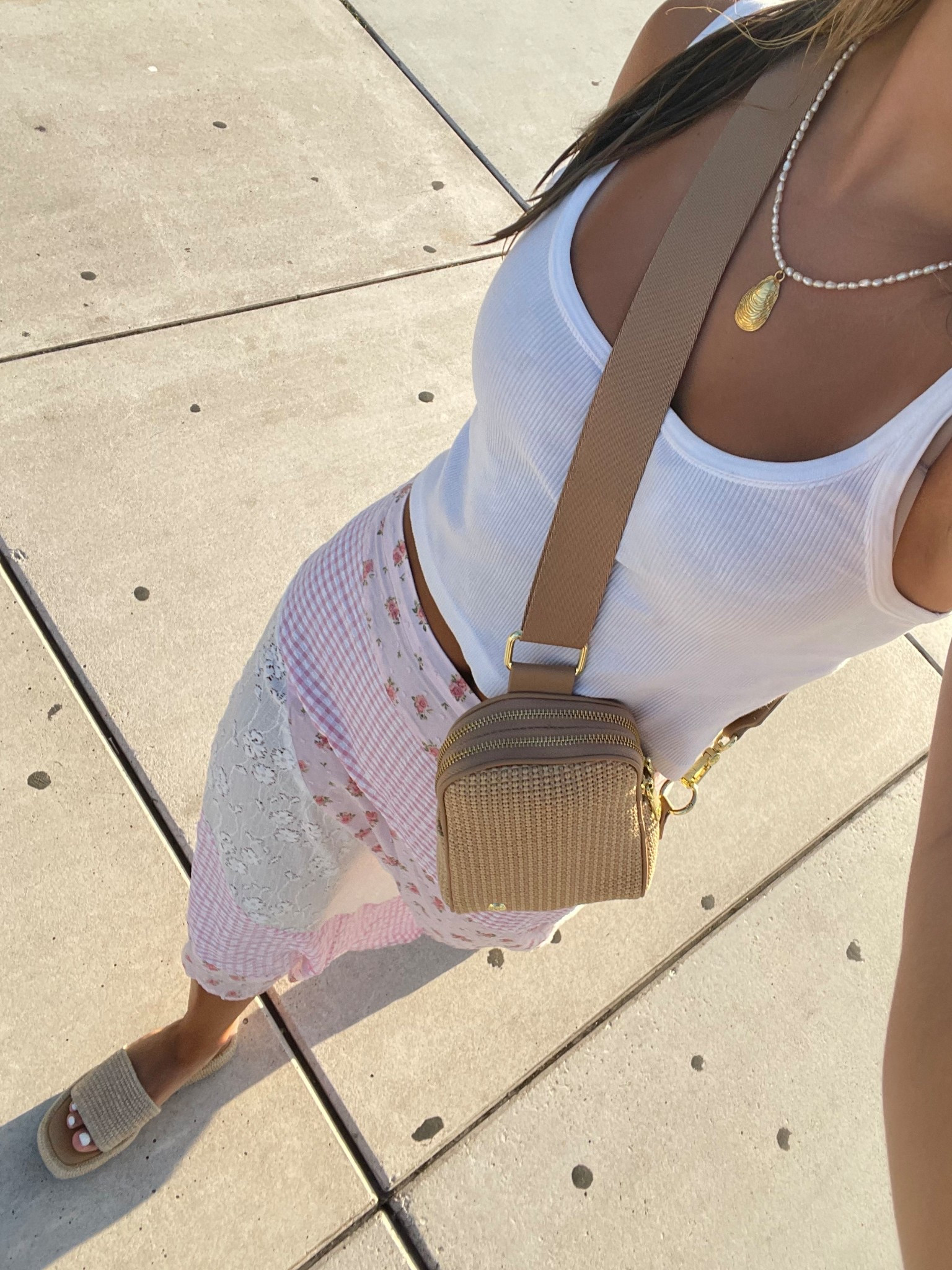 summer outfit
floral skirt 
maxi skirt
white tank top
crossbody 
sandals

#LTKStyleTip #LTKFindsUnder100