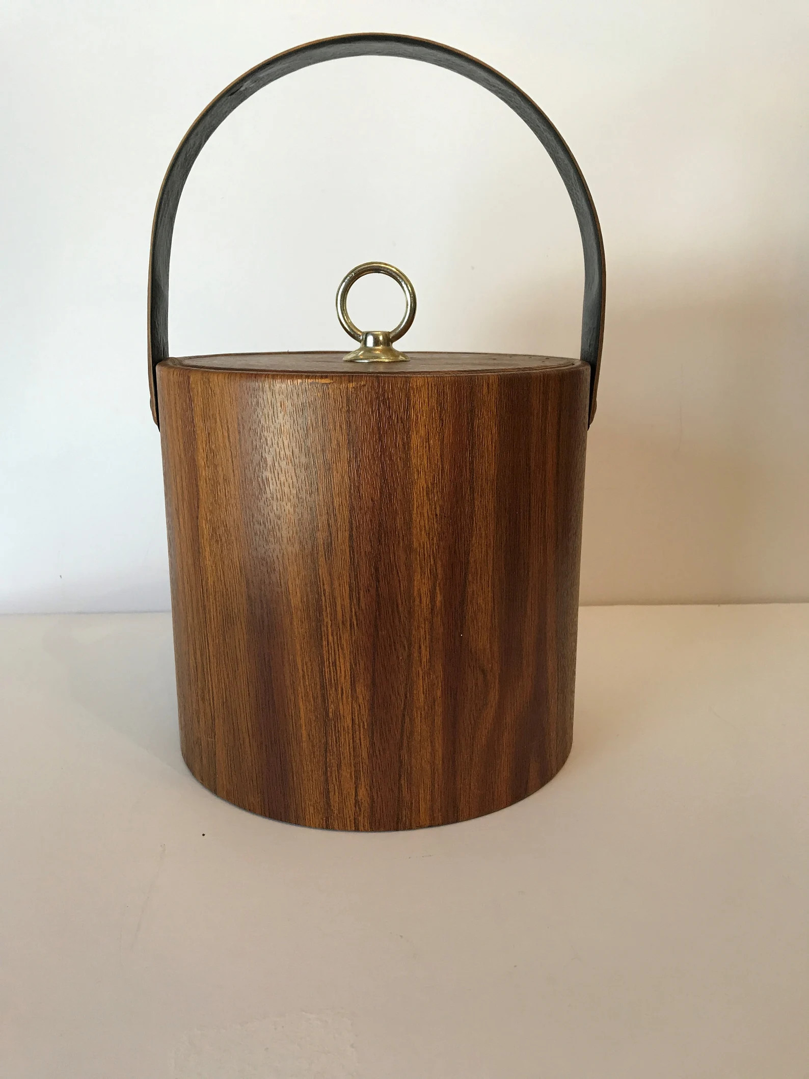 Vintage MCM Woodgrain Vinyl Ice Bucket With Lid - Etsy | Etsy (US)