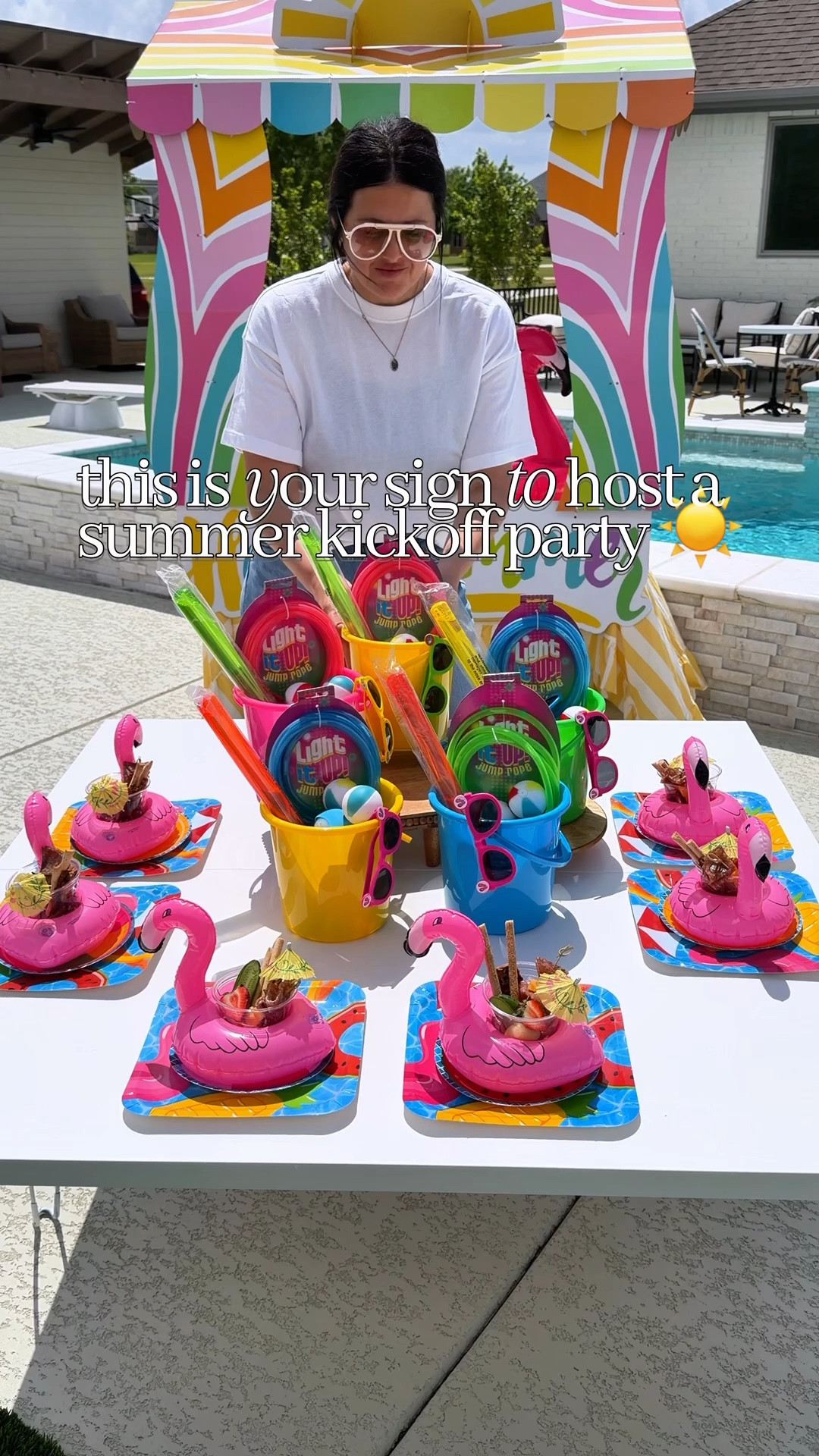 school’s almost out so I put together the easiest little summer kickoff setup ☀️

I wanted something that felt fun for the kids but still super simple to throw together and these little activity buckets ended up being their favorite part

I filled them with things like jump ropes, bubbles, and water toys so they had something to do the whole time

such a cute idea for end of school parties, summer birthdays, or just a pool day with friends
summer party ideas, kids party ideas, pool party setup, backyard party, summer entertaining, activity ideas for kids

#LTKHome #LTKmomlife #LTKKids