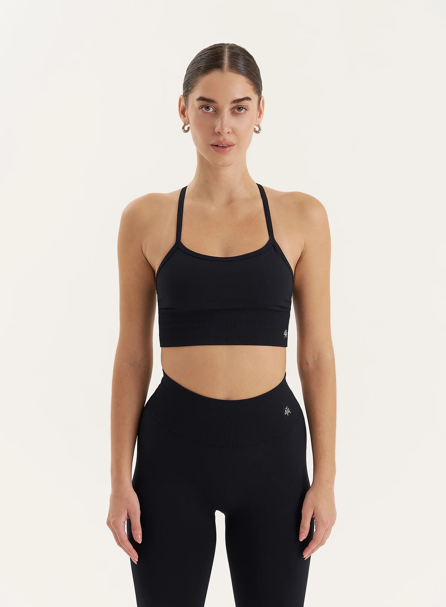 Black Racer Back Seamless Sports Bra- Jenna | 4th & Reckless