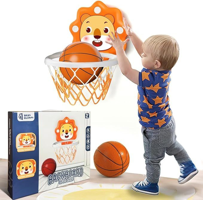 Indoor Mini Basketball Hoop for Toddlers Kids Boys Age 1-3-5 Bedroom,Adjustable Height,Space-Savi... | Amazon (US)