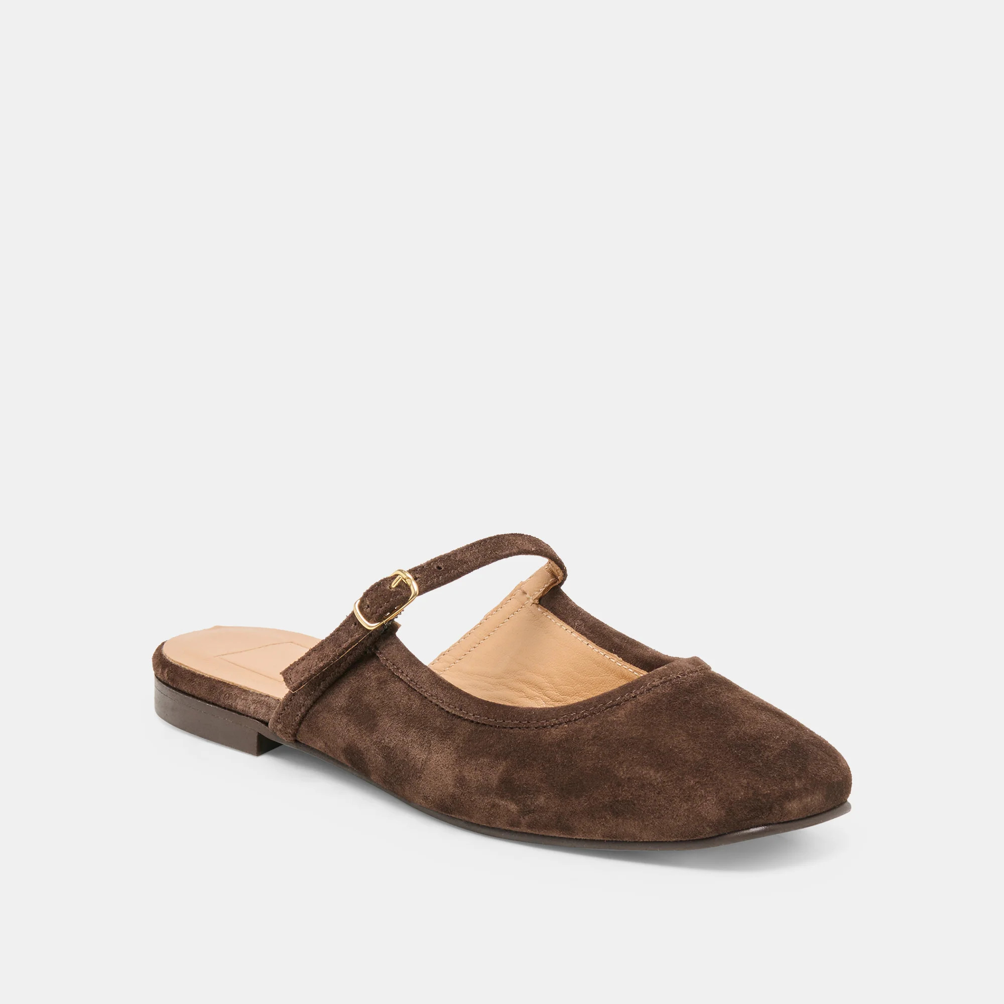 ELIO Dk Brown Suede Slip-On Mary-Jane Flats | Dolce Vita | DolceVita.com