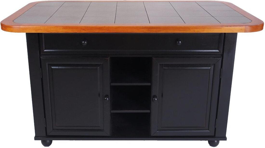 Black Cherry Selections Cherry Trim and Gray Tile Top Antique Black Kitchen Island | 1stopbedrooms