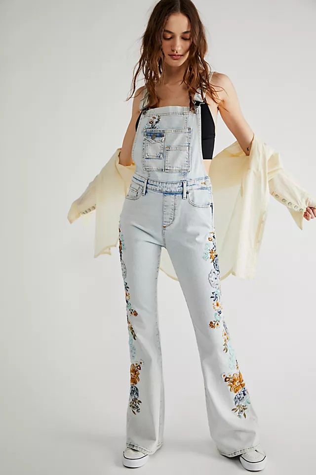 Free People x Driftwood Farrah Embroidered Denim Overalls | Free People (Global - UK&FR Excluded)