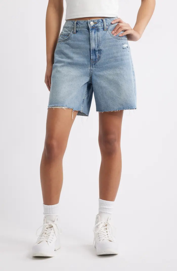 Raw Hem High Waist Denim Jorts | Nordstrom