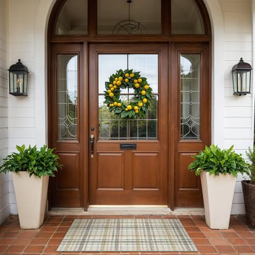 GENIMO Indoor Outdoor Area Rug 3'x5', Waterproof Non Shedding Front Door Mat, Easy Cleaning, Geometric Carpet for Patio, Porch, Entryway, Living Room, Balcony, Entrance, Bedroom, Brown & Beige | Amazon (US)