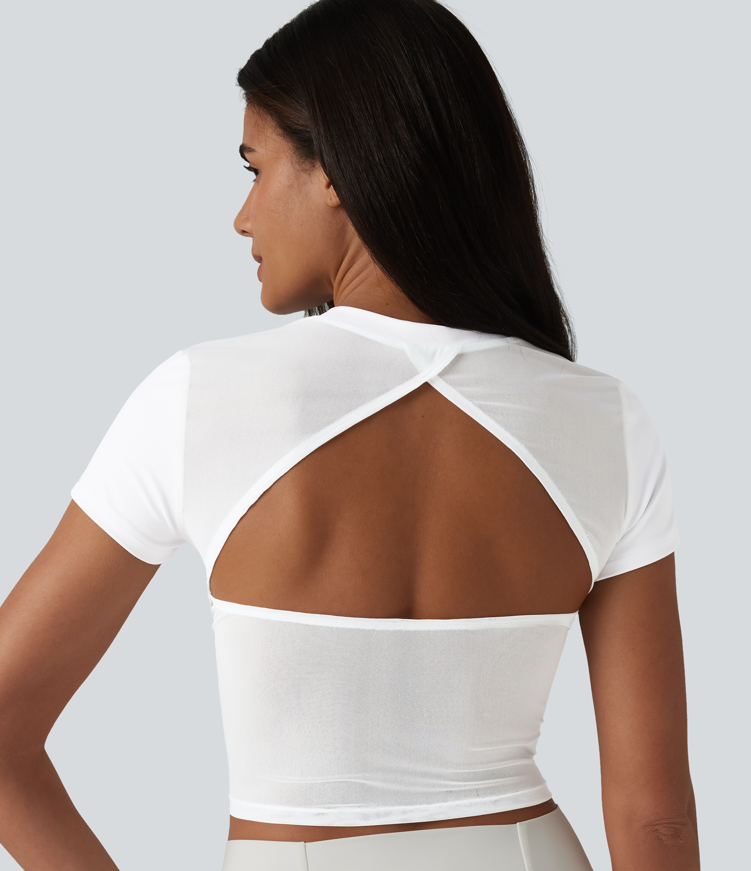 Women’s SoftlyZero™ Airy Round Neck Short Sleeve Cut-Out Back Breathable Mesh Cool Touch Runn... | HALARA