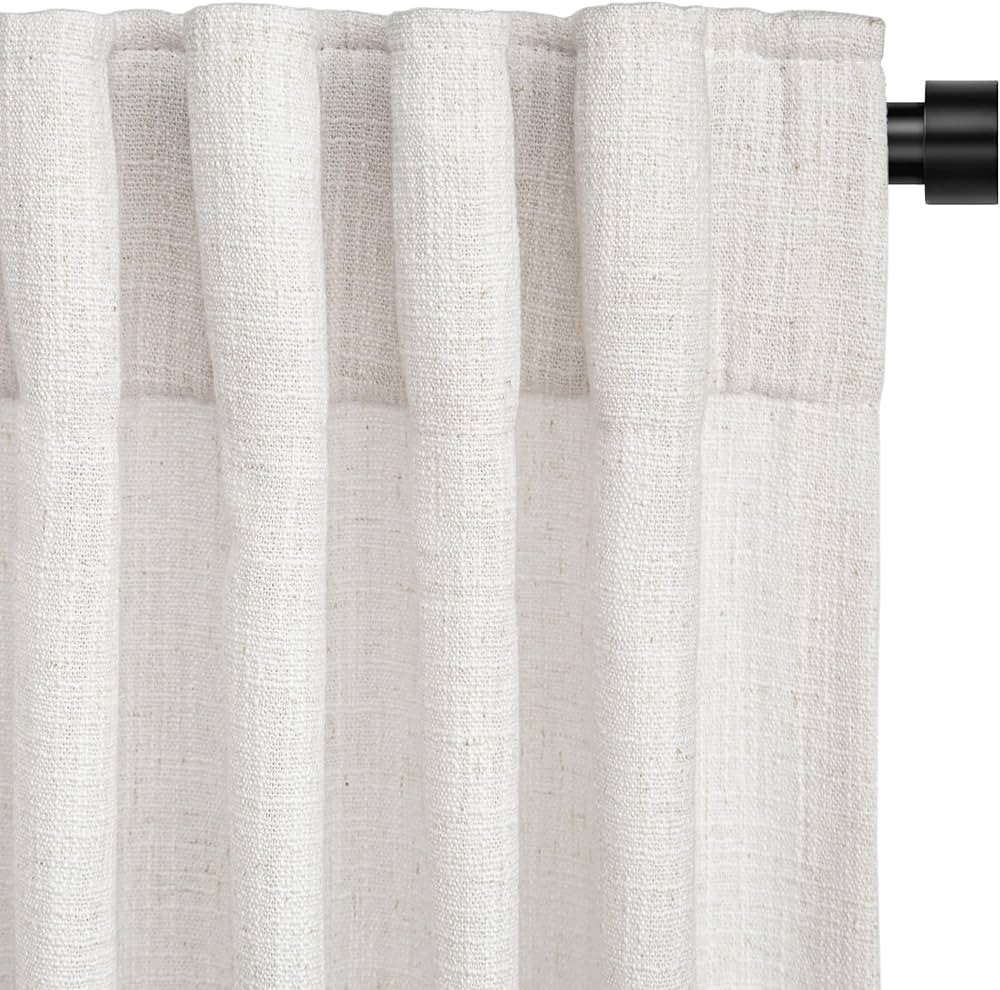 INOVADAY Beige White Linen Curtains 84 Inches Long for Living Room Bedroom, Back Tab Sheer Curtai... | Amazon (US)