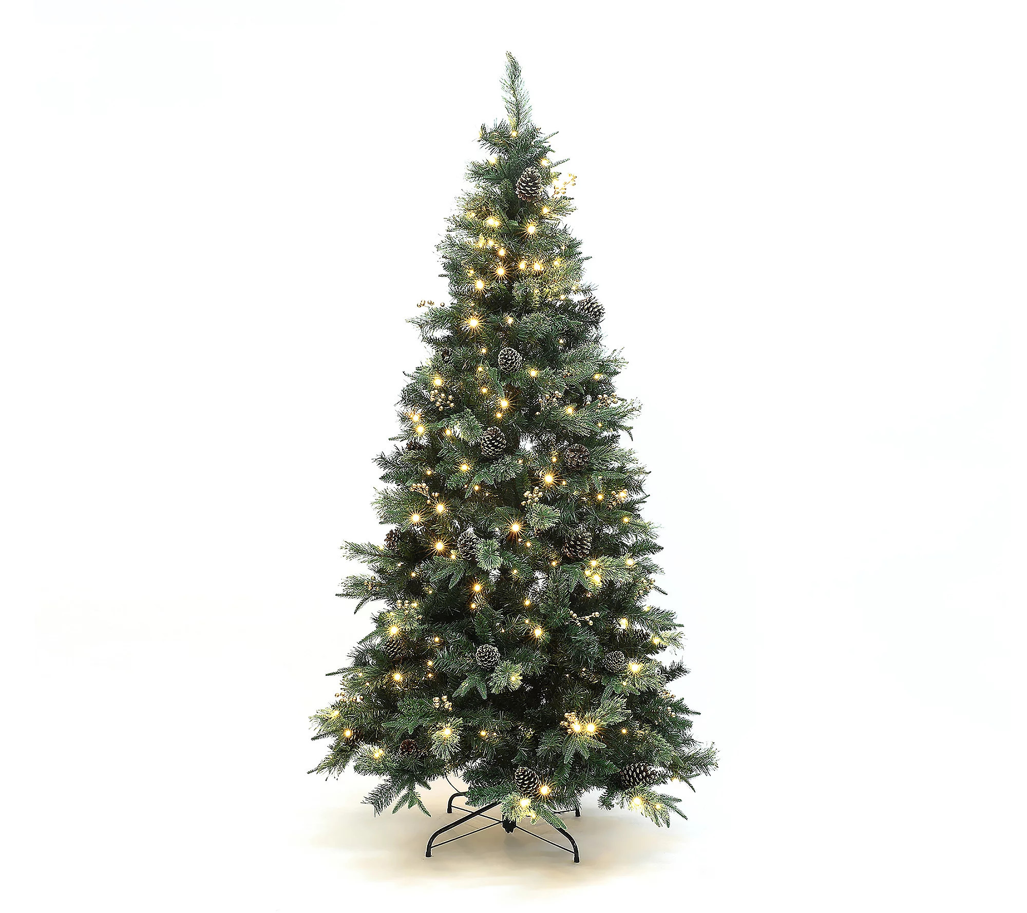 LuxenHome 7.5Ft Pre-Lit Artificial Pine Xmas Tr ee with Stand | QVC