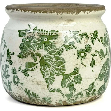 Vintage Ceramic Ice Crack Flower Pot with Drainage Holes, Country Rustic Planters for Indoor and Outdoor,Tuscan Decor,Home,Living Room, Garden Decor, Gardening Gift (Country) | Walmart (US)