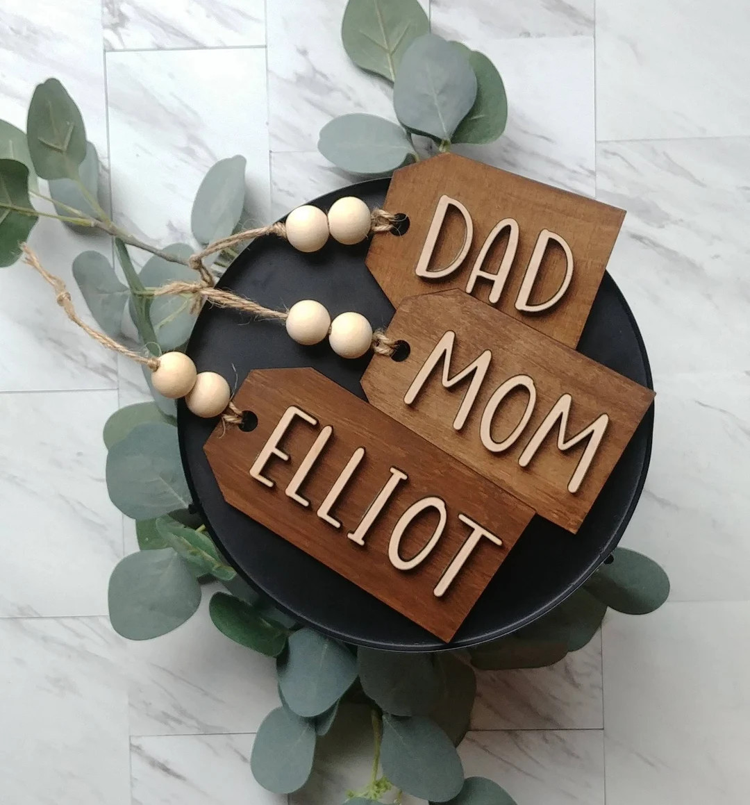 Easter & Christmas wooden family name tags · Household tags + farmhouse name tags | Etsy (US)