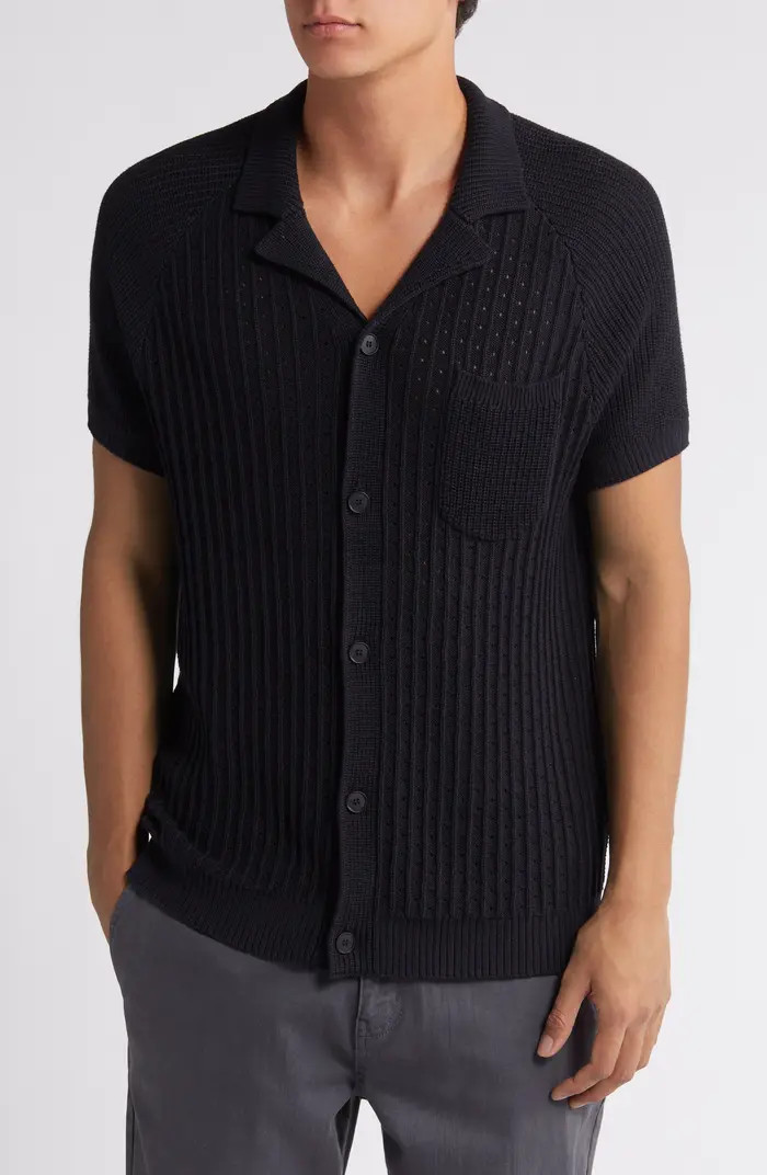 Mixed Stitch Short Sleeve Cardigan | Nordstrom