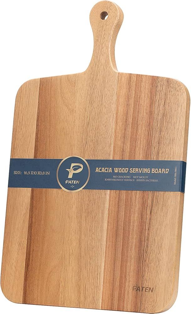 Paten Cutting Board Wood, Acacia Serving Board,Wooden Kitchen Chopping Board for Meat, Cheese, Br... | Amazon (US)