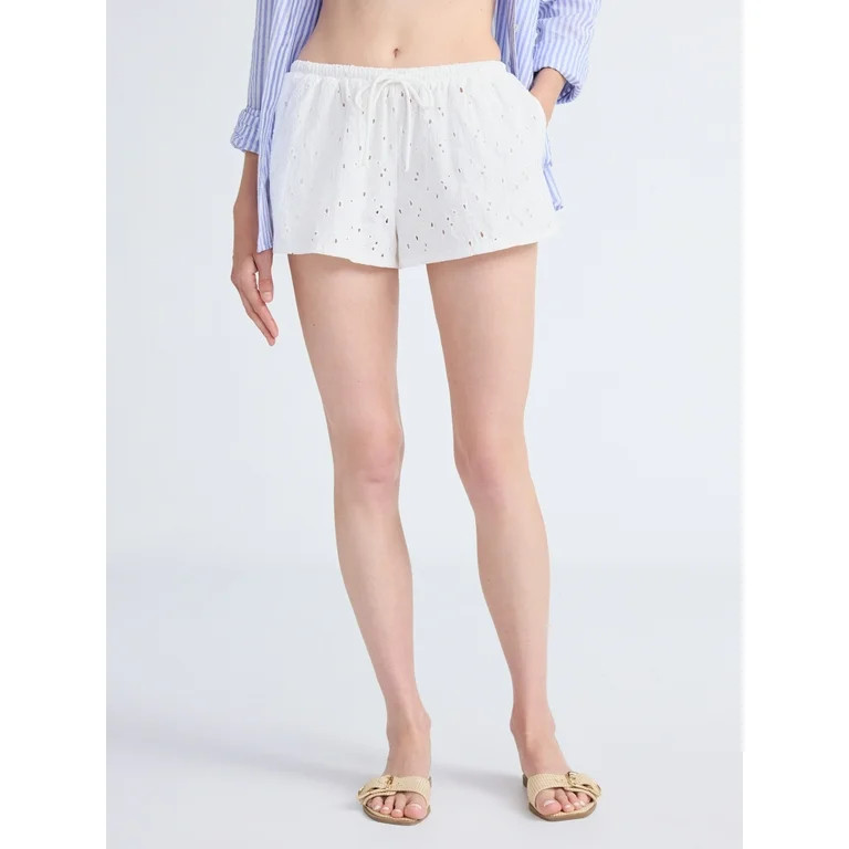 Free Assembly Women's Cotton Eyelet Coverup Shorts, Sizes XXS-XXL | Walmart (US)