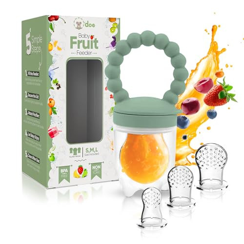 O'doe™ Baby Fruit Feeder | Teething Dummy & Baby Food Feeder Pacifier with 2 Feeder and 6 Nipples | BPA-Free, Food-Grade Fruit Feeder for Babies | Weaning Dummy Fruit Nibbler for Baby’s First Foods | Amazon (UK)