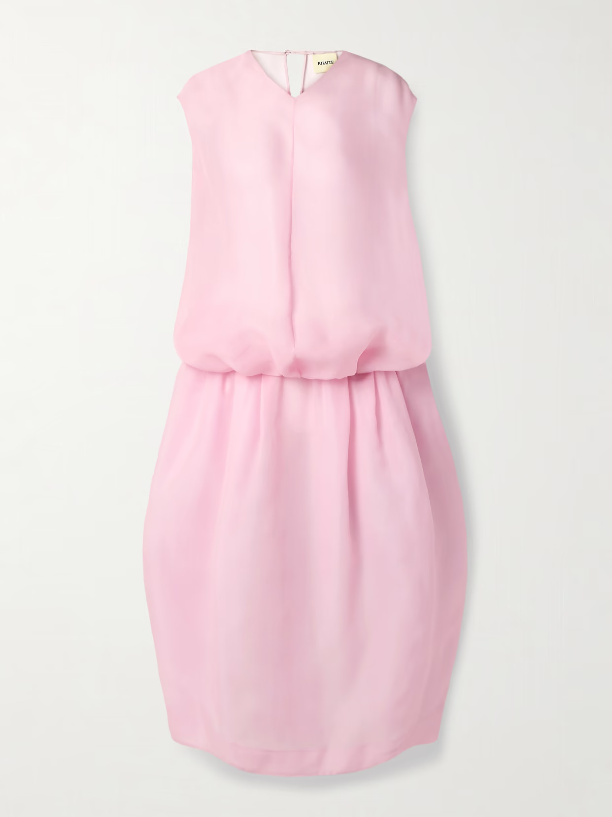 KHAITE - Noah Gathered Silk-organza Midi Dress - Pink | NET-A-PORTER (US)