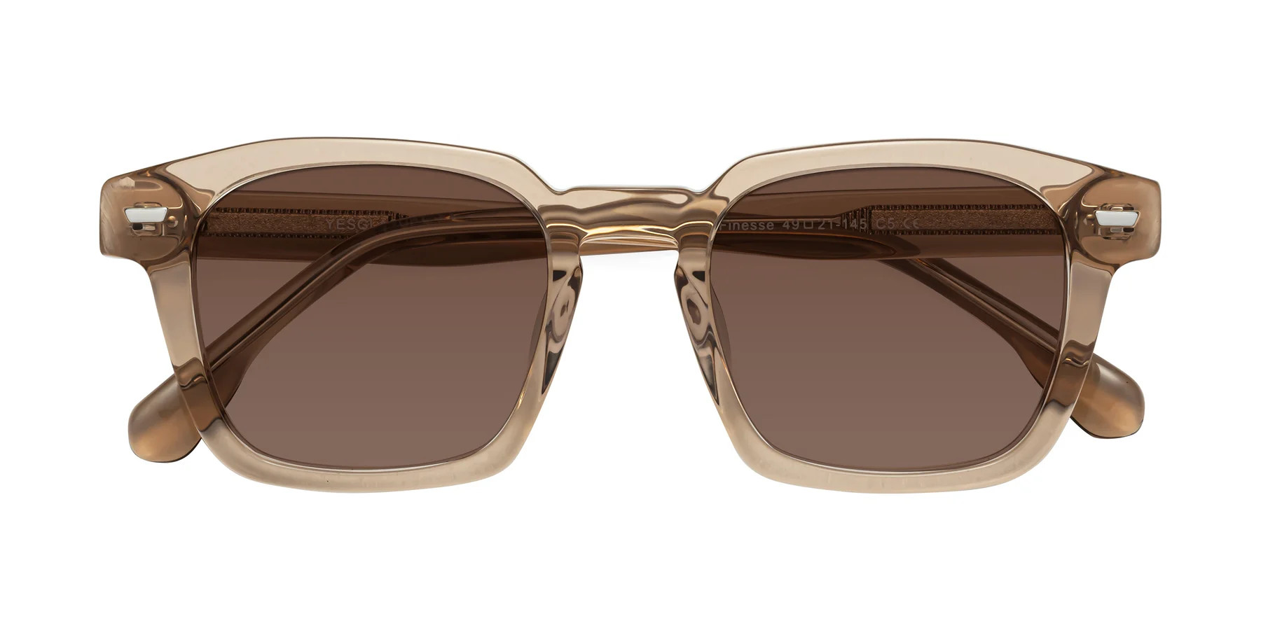 Champagne Retro-Vintage Acetate Trapezoid Tinted Sunglasses with Brown Sunwear Lenses - Finesse | Yesglasses