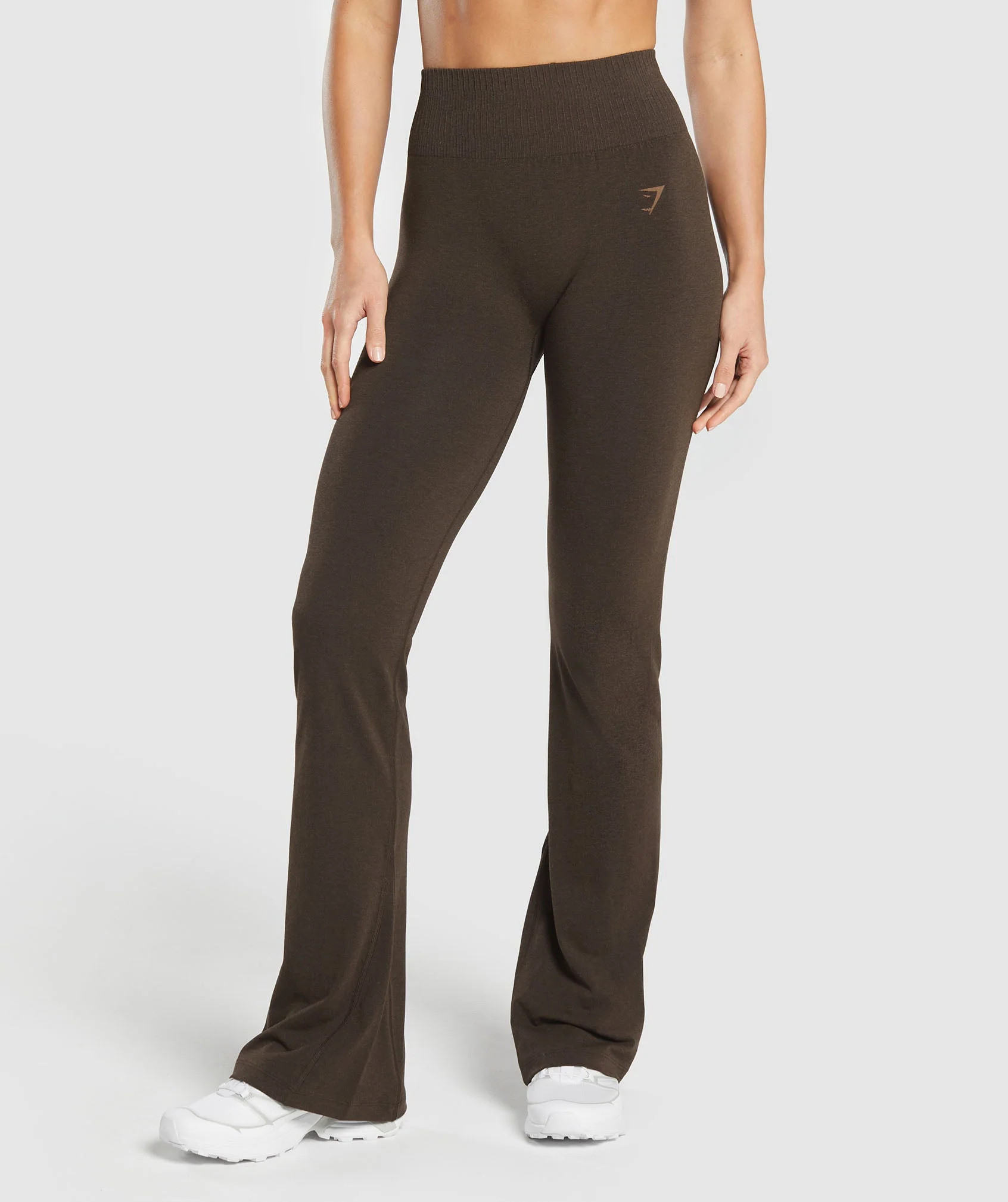 Gymshark Luxe Seamless Flare Leggings - Walnut Brown Marl | Gymshark US