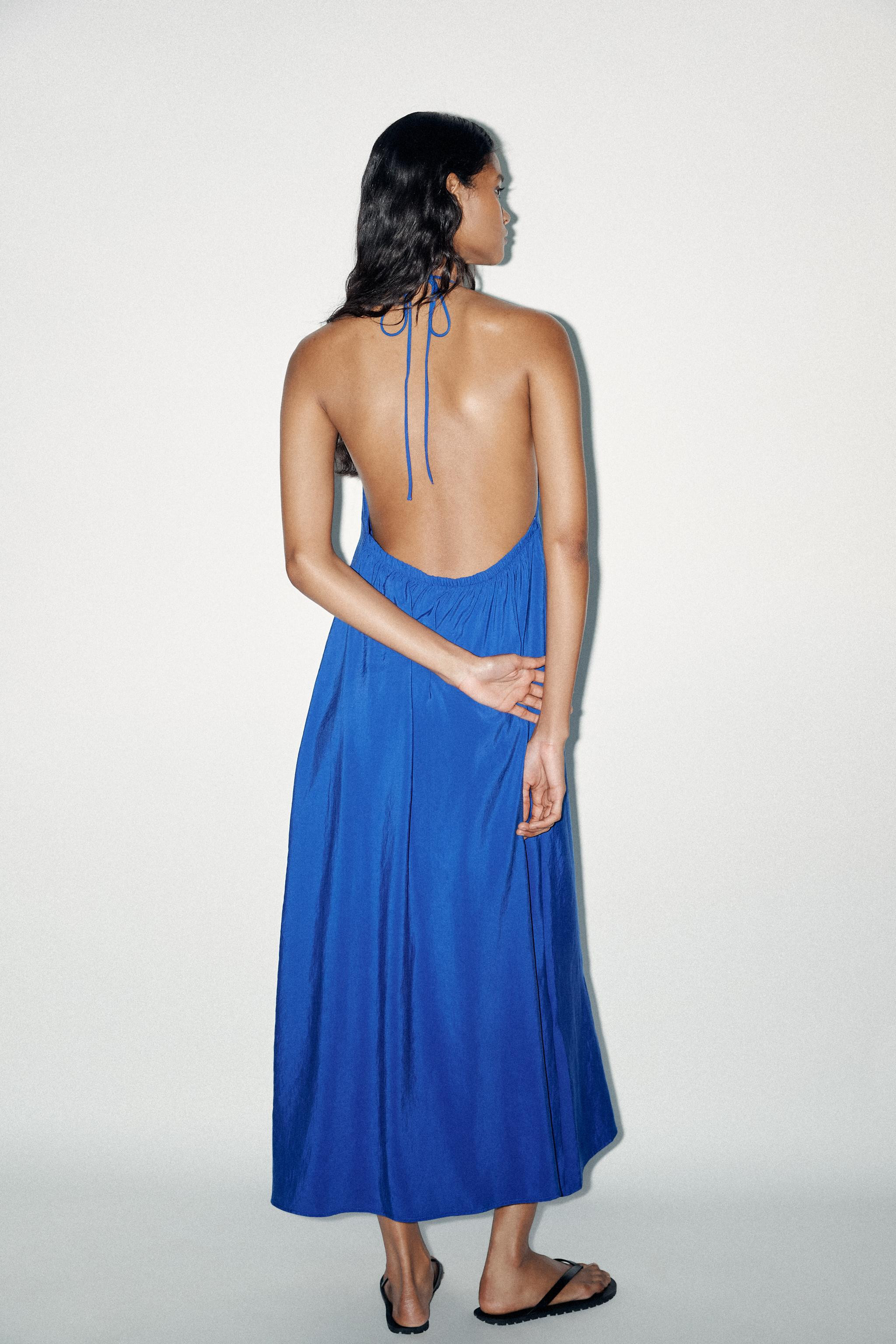 FLIESSENDES HALTER-MIDIKLEID | Zara DE