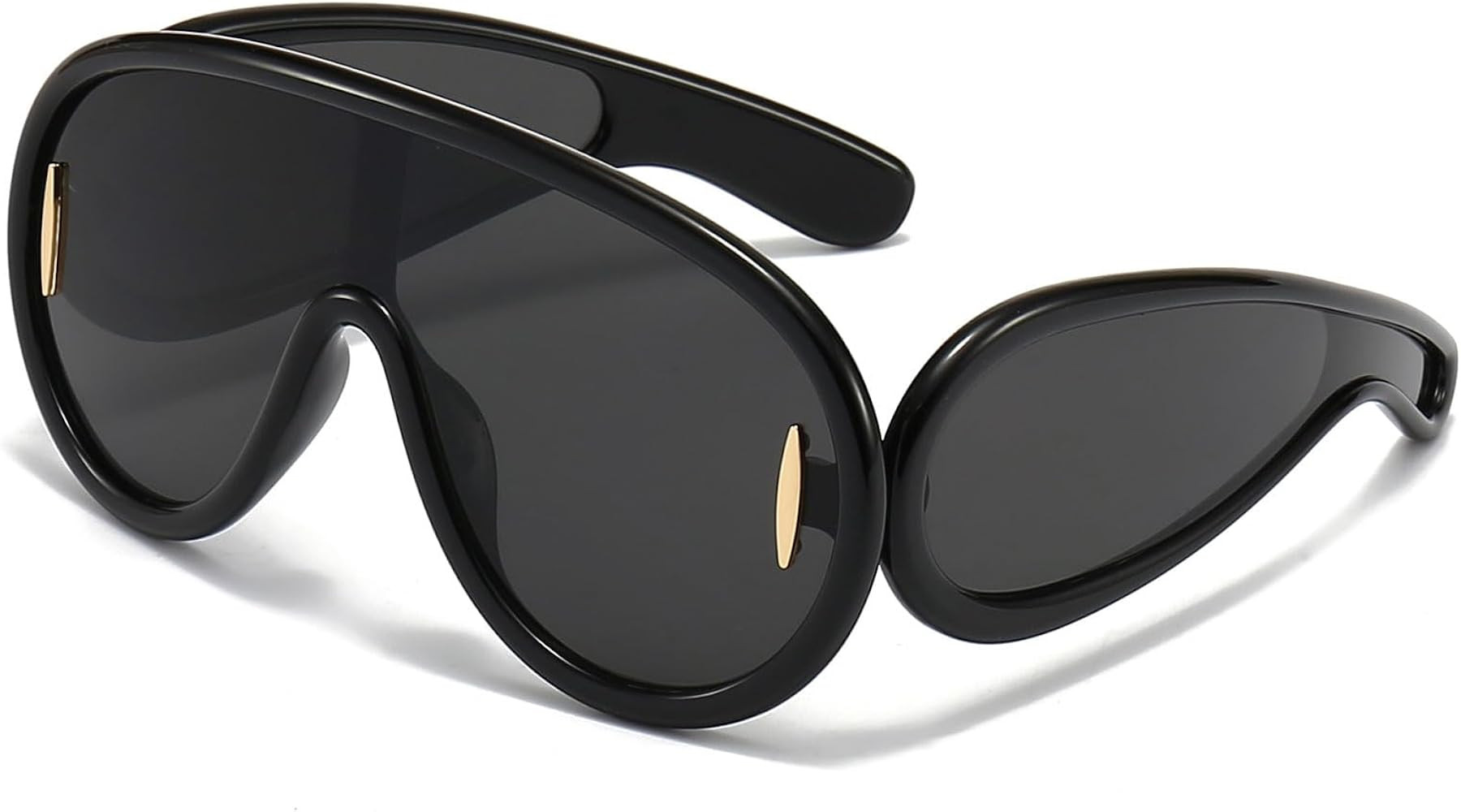 LJCZKA Fashion Wave Mask Sunglasses for Women Men Oversized Futuristic Mirrored Sunglasses Shield... | Amazon (US)
