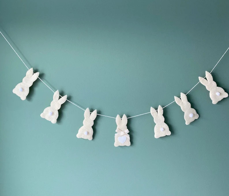 Easter Garland, Bunny Garland, Nursery Rabbit Garland, Crib Decor, Felt Easter Decor, Easter Tabl... | Etsy (US)