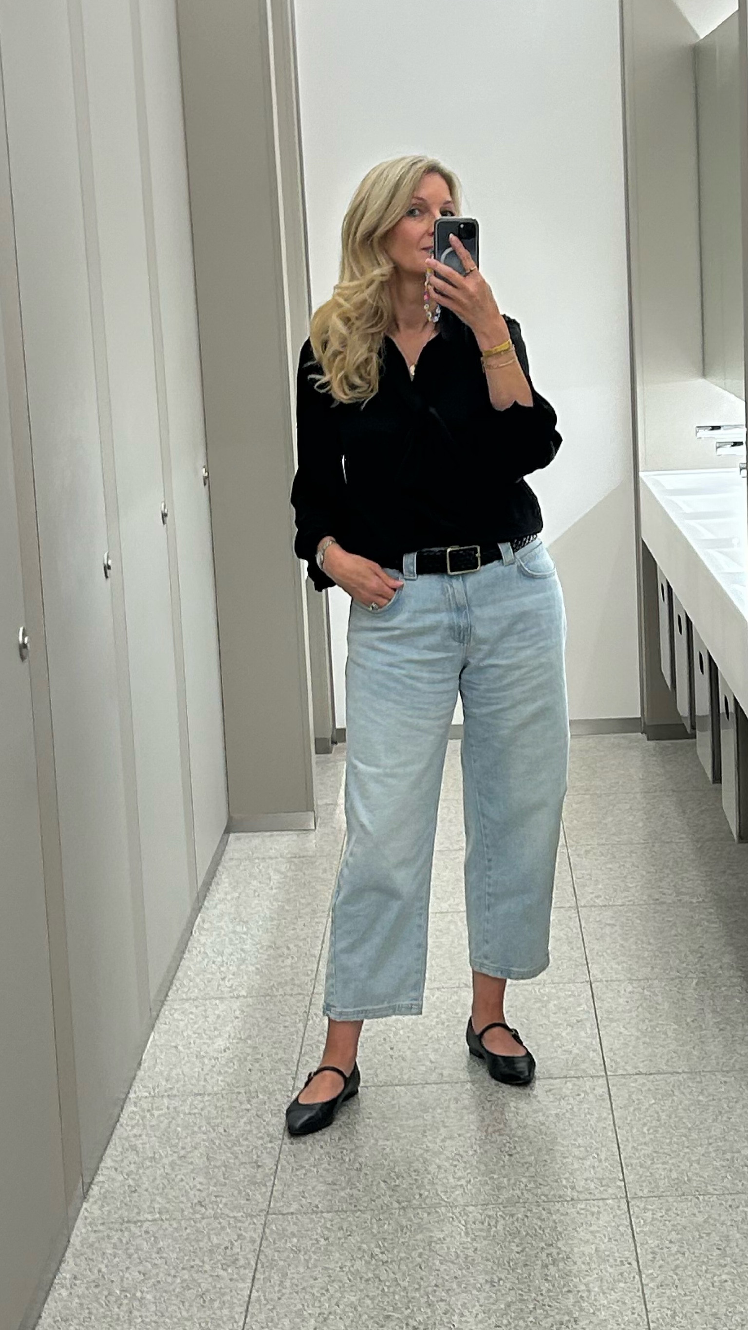 Work Smart Denim
Barrel Leg Jeans | Black Silk Shirt | Mary Jane Ballet Flats

#LTKworkwear #LTKuk #LTKSummerSale