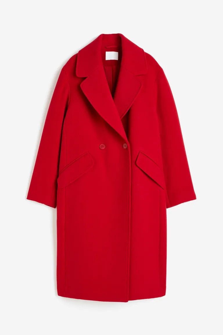 Abrigo de doble botonadura - Rojo - MUJER | H&M ES | H&M (FR, IT, ES, PT, BE)