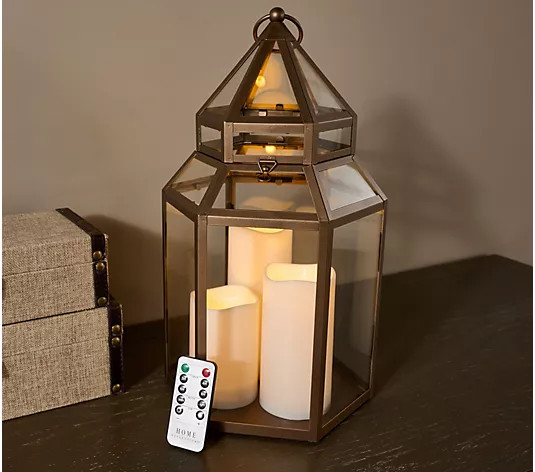 Home Reflections Flameless 15" Lantern with Remote - QVC.com | QVC