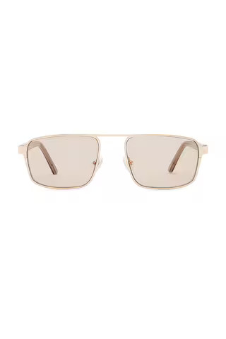 Rocky Sunglasses in Brushed Gold & Khaki Tint Polarised | Revolve Clothing (Global)
