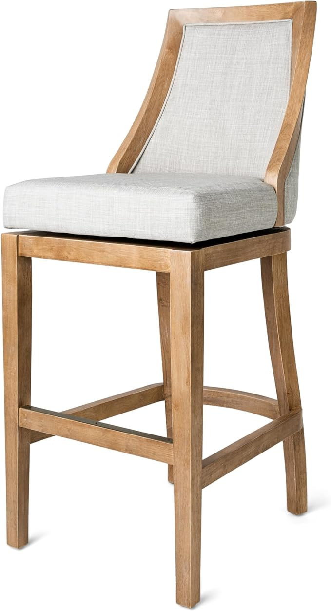 Maven Lane Vienna Swivel 31 Inch Tall Bar Height Rotating High Back Barstool in Weathered Oak Fin... | Amazon (US)