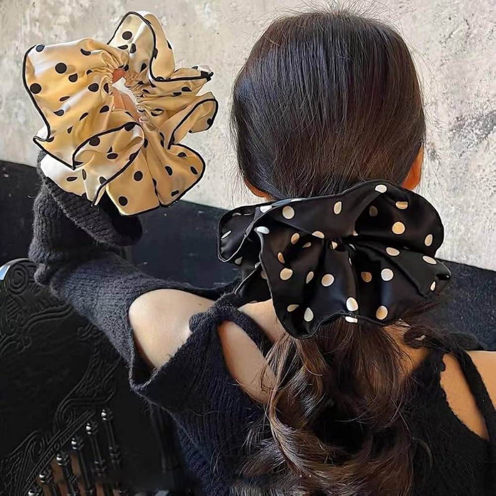 2Pcs Oversized Scrunchies 8.3 Inches Big Black White Polka Dot Scrunchie Vintage Chic Extra Large... | Amazon (US)