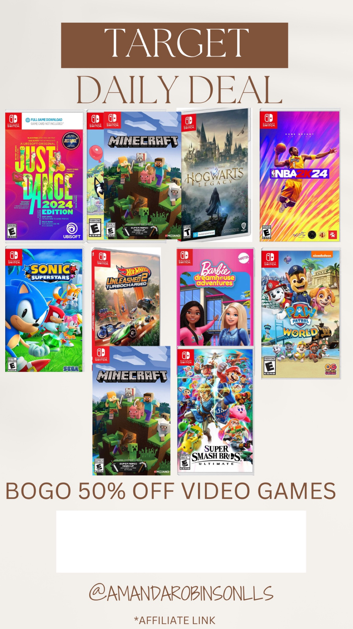 Target Daily Deals
BOGO 50% off video games 

#LTKkids #LTKsalealert