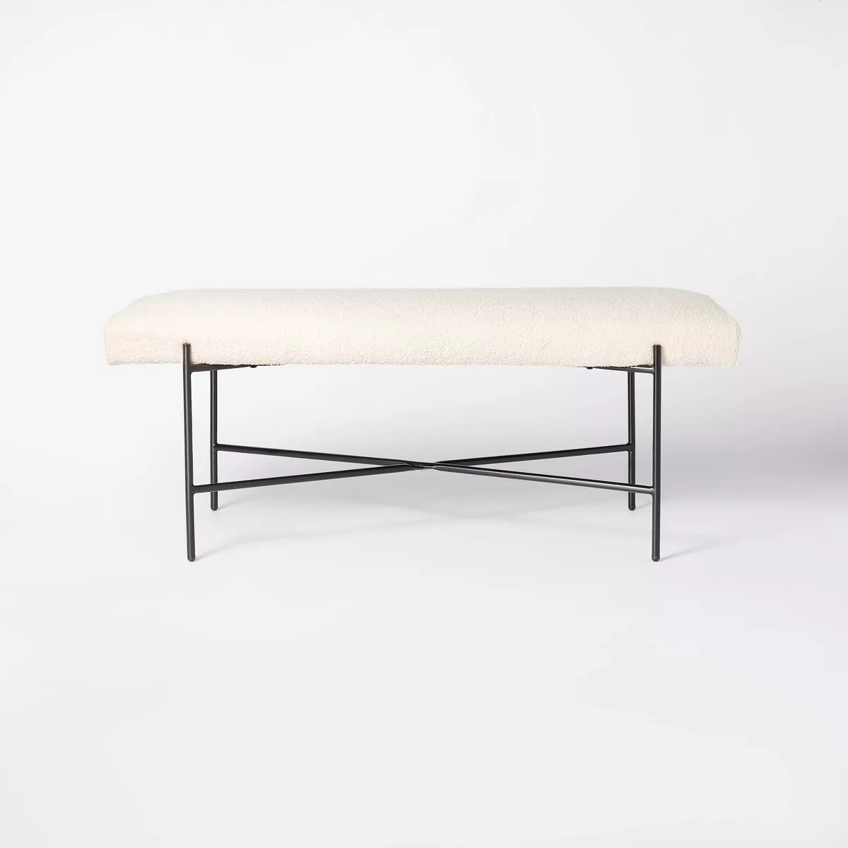 Clarkston Metal Base Upholstered Bench Cream Boucle - Threshold™ designed with Studio McGee: En... | Target