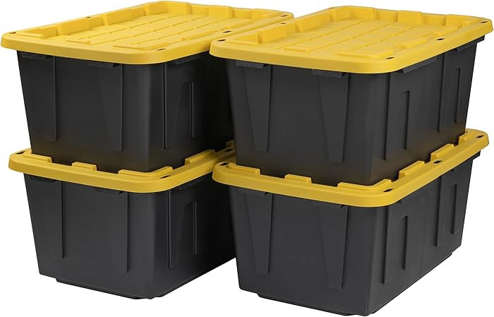 CX Black & Yellow, 27-Gallon Heavy Duty Tough Storage Container & Snap-Tight Lid, (14.3"H x 20.6"... | Amazon (US)