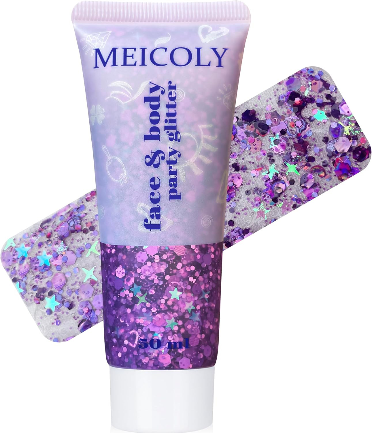 Purple Hair Glitter Kids Makeup,Holographic Halloween Sparkly Face Glitter,Self-Adhesive Mermaid Sequins Face Body Glitter,Chunky Glitter for Festival Rave Accessories Costume Outfits | Amazon (US)