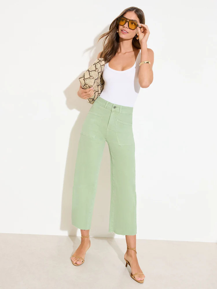 Friends Like These Pistachio Green Wide Leg Cropped Jeans | Next US