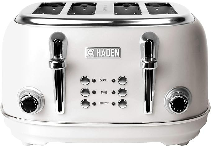 HADEN Heritage Stainless Steel 4-Slice Toaster with Extra-Wide Slots, Ivory | Amazon (US)