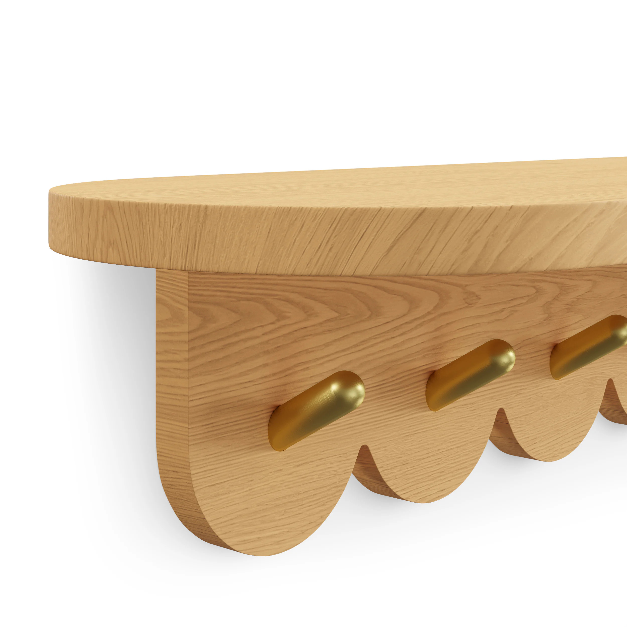 Shelly 38" Shelf and Coat Rack - Brass and Oak | Article