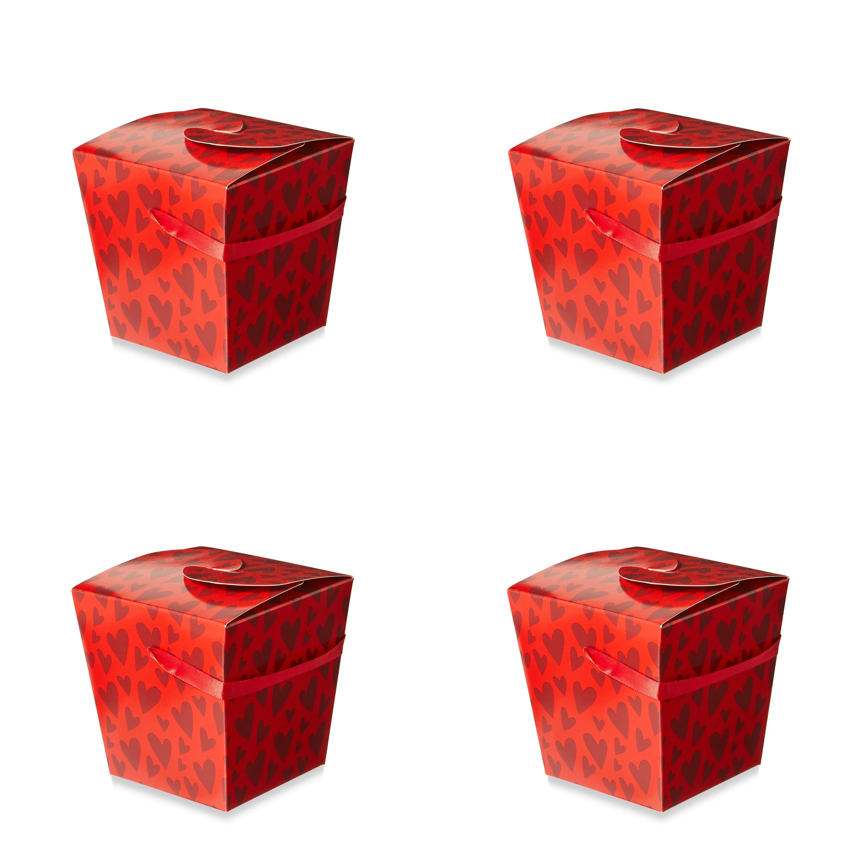 Heart Take Out Boxes, Red, 4" x 4" x 4", 4 Count, Valentine's Day by Way To Celebrate | Walmart (US)