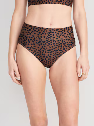 Matching High-Waisted Printed Banded Bikini Swim Bottoms for Women | Old Navy (US)